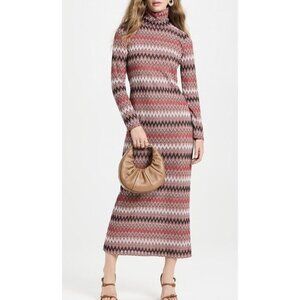 Misa Los Angeles Sz XS Dress Liz Winter Chevron Long Sleeve Mock Neck